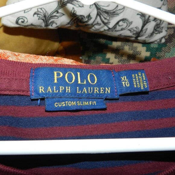 Polo Ralph Lauren Mens Navy Maroon Custom Slim Fit Short Sleeve Shirt Size XL - Picture 5 of 8